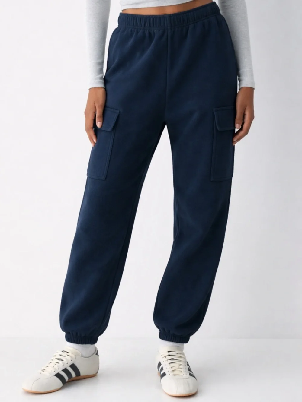 Tuff Athletics Cargo Joggers Size S NWOT Navy Fleece Utility Sweatpants - Picture 10 of 10